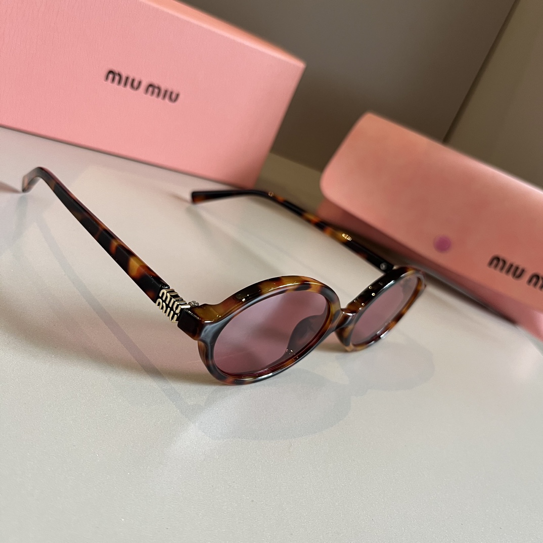 MiuMiu-2024 new retro oval frame versatile sunglasses