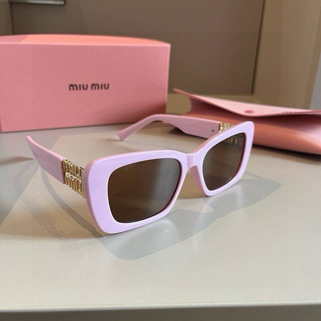MiuMiu-2024 New Side Gold Logo Sunglasses