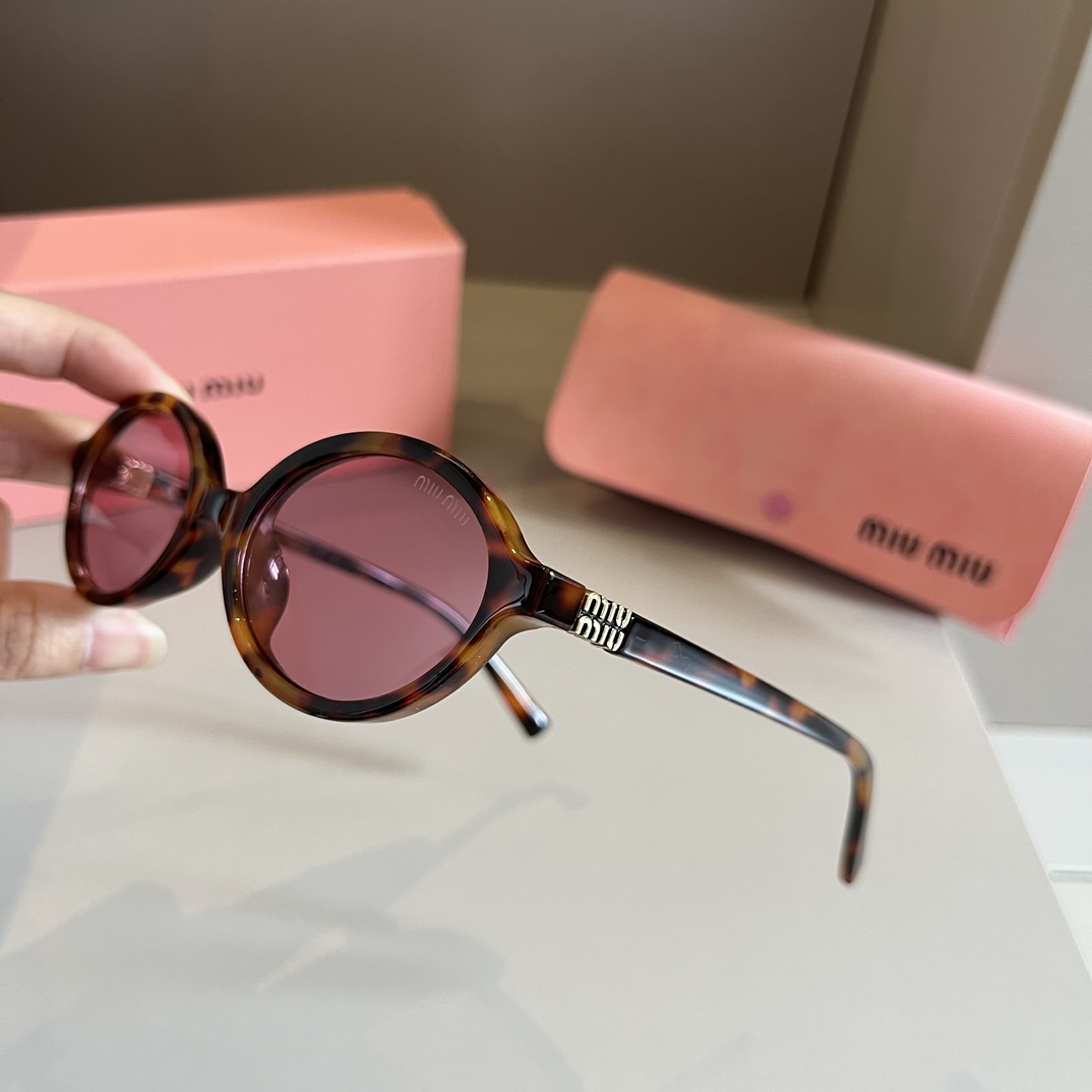 MiuMiu-2024 new retro oval frame versatile sunglasses