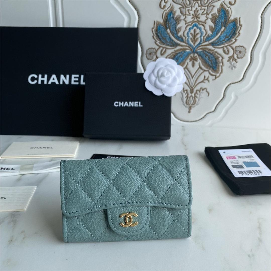 Chanel-Caviar, cowhide, gold buckle wallet