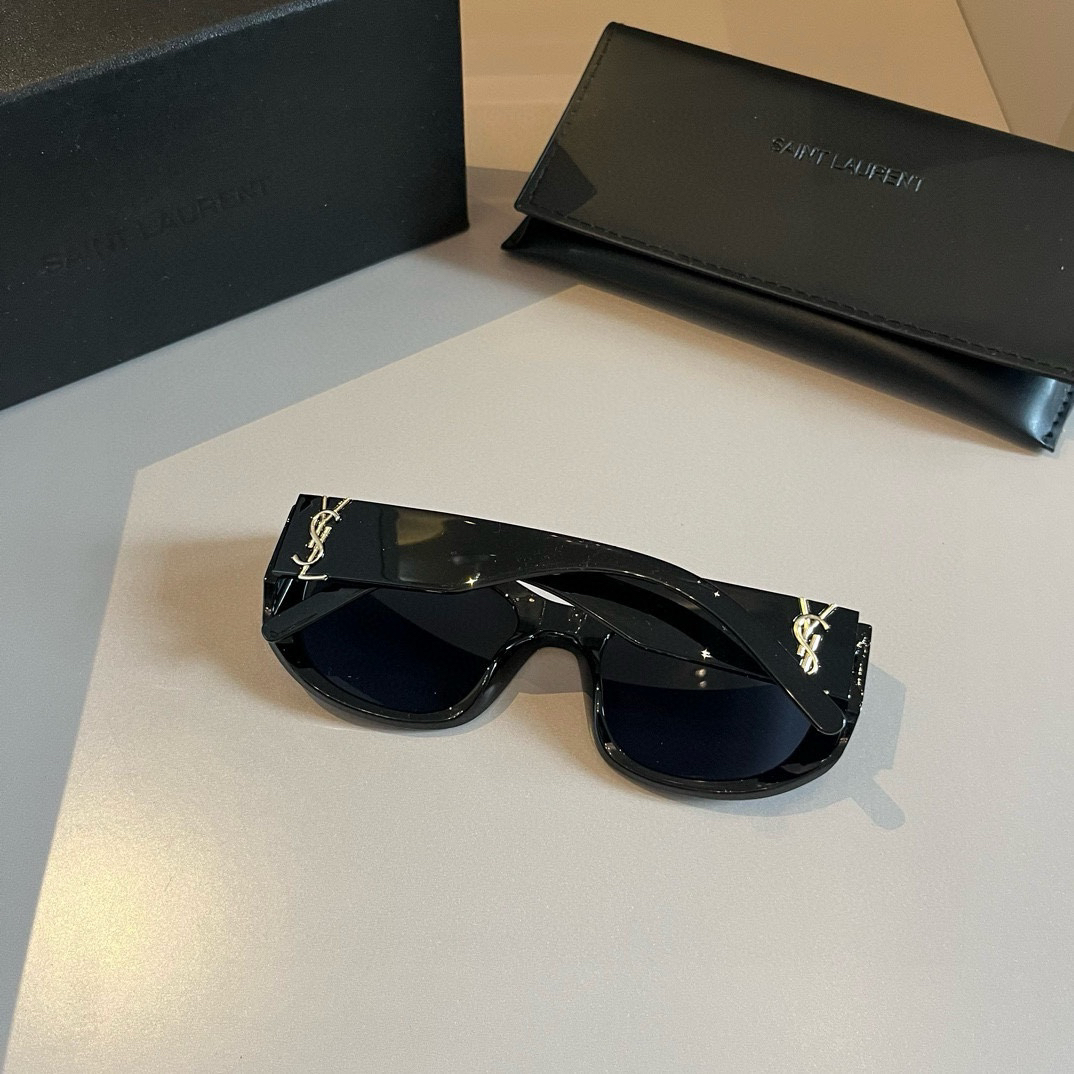 YSL-Black Metametal Logo with Nose Support Sunglasses
