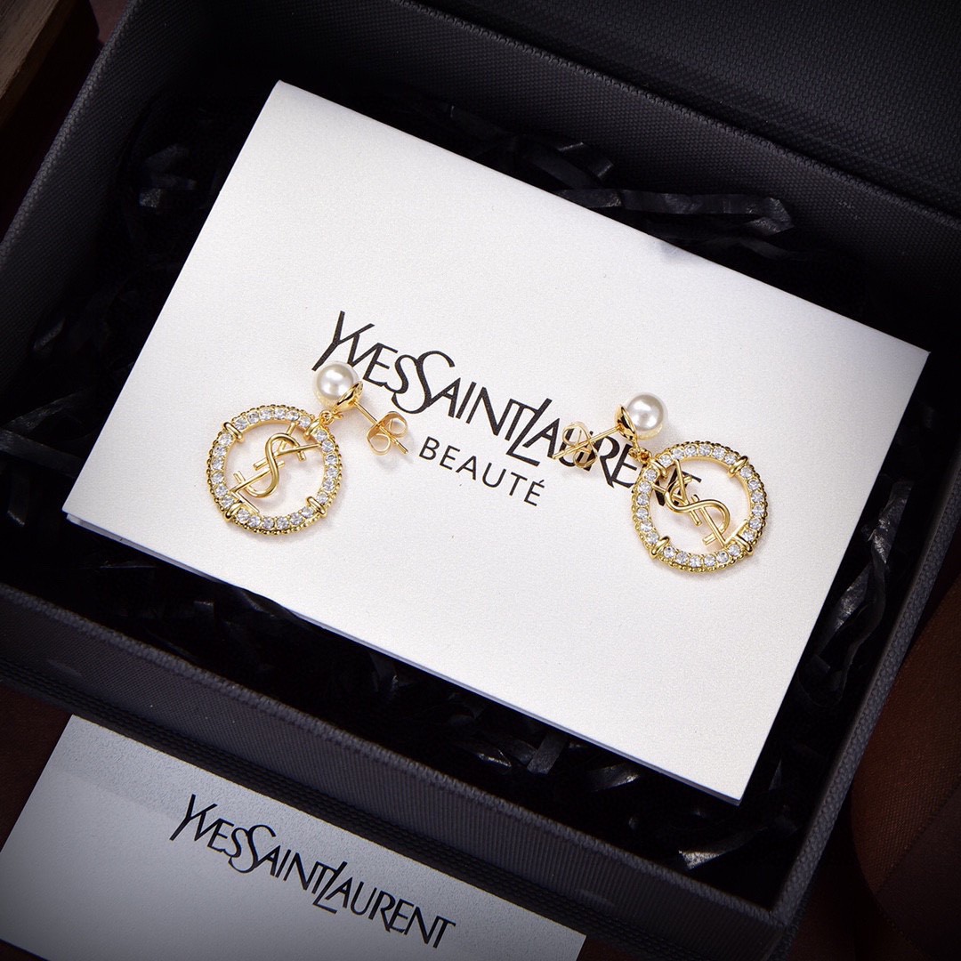 YSL-Letter earrings made of brass material