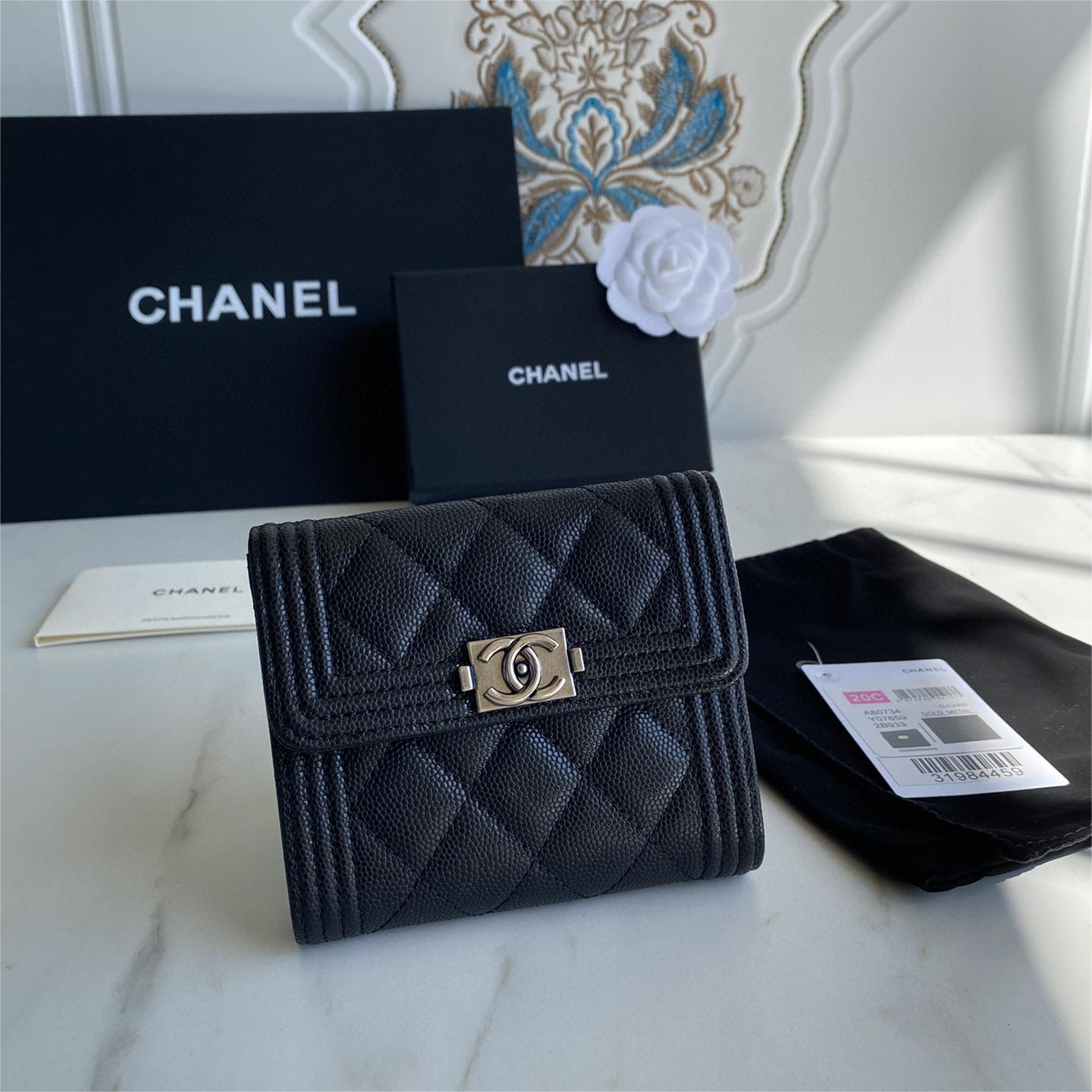 Chanel-Imported particle embossed cowhide wallet