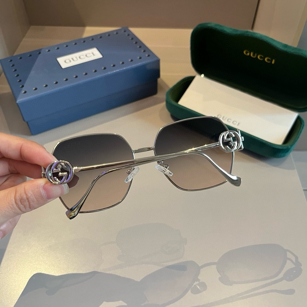 Gucci-unisex round frame fashionable sunglasses
