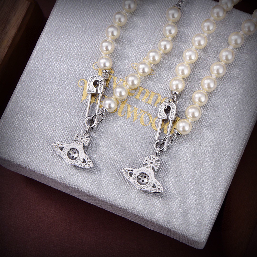 Vivienne Westwood-Popular Planet Pearl Pin Necklace