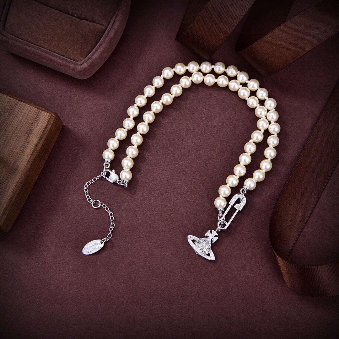 Vivienne Westwood-Popular Planet Pearl Pin Necklace