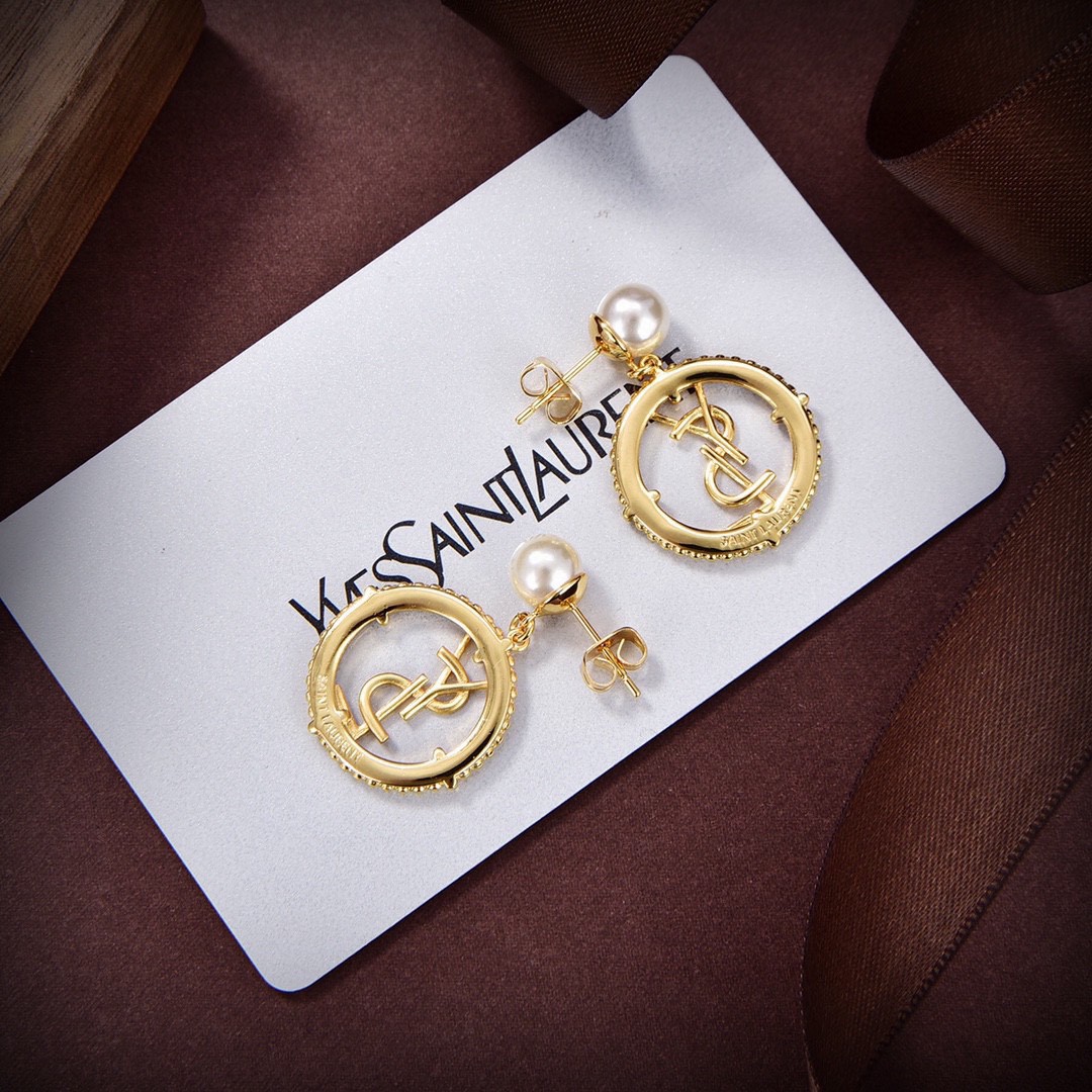 YSL-Letter earrings made of brass material