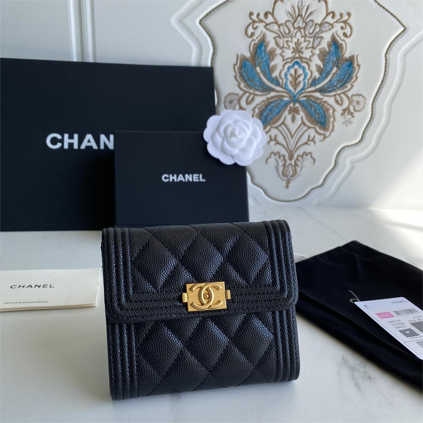 Chanel-Imported particle embossed cowhide wallet