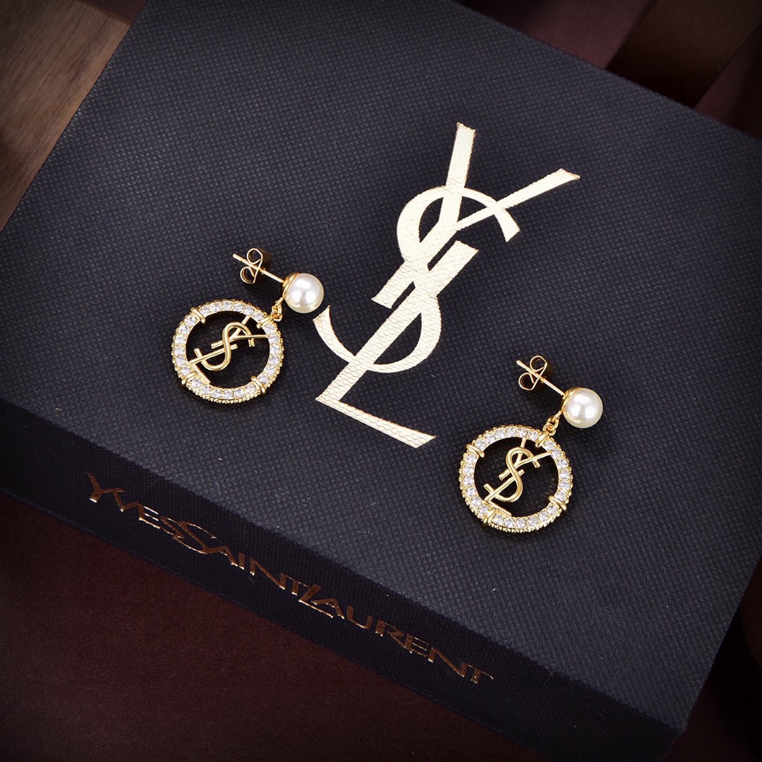 YSL-Letter earrings made of brass material
