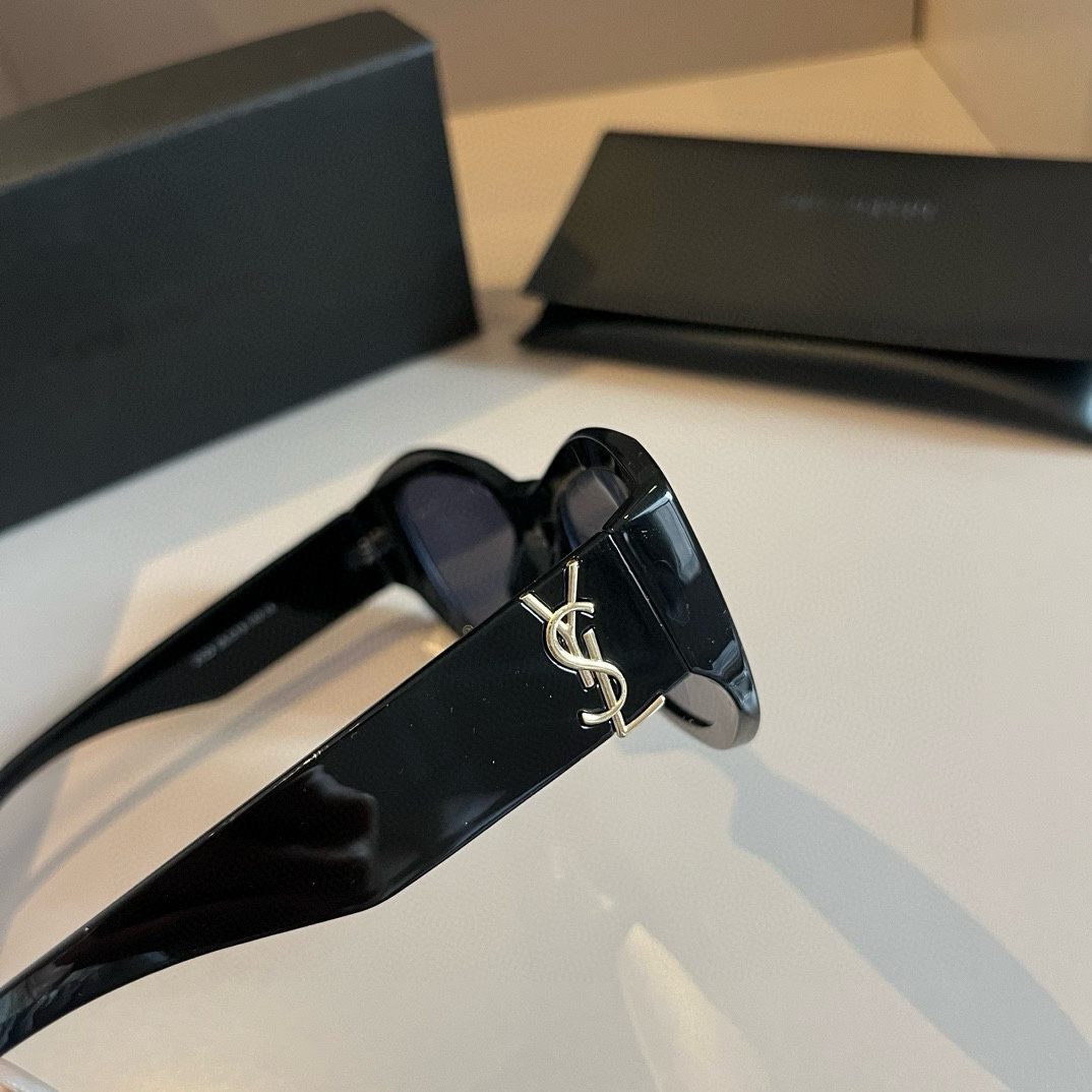 YSL-Black Metametal Logo with Nose Support Sunglasses