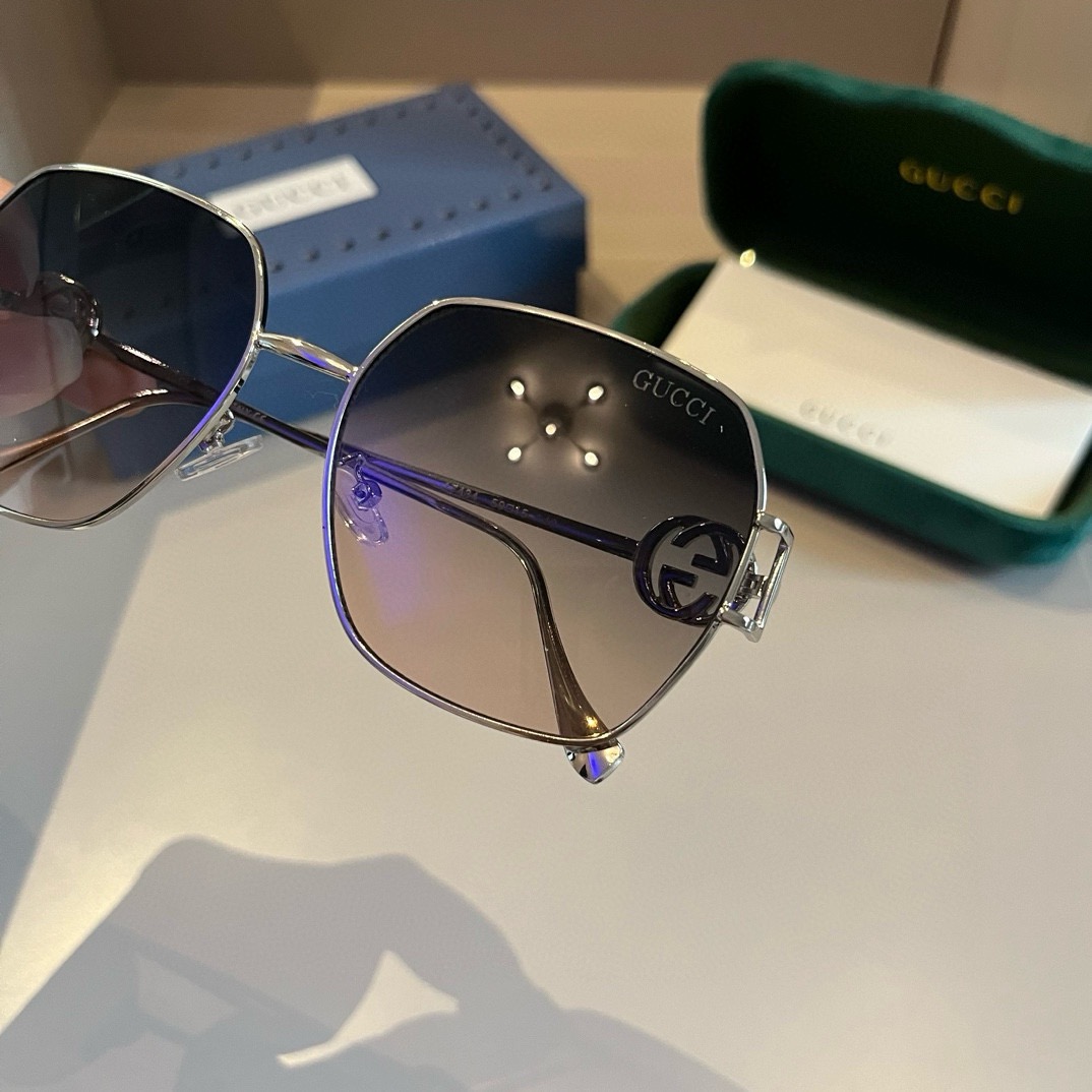 Gucci-unisex round frame fashionable sunglasses