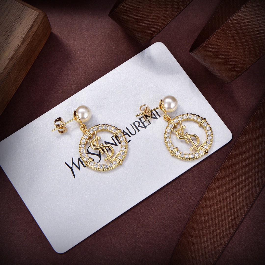 YSL-Letter earrings made of brass material