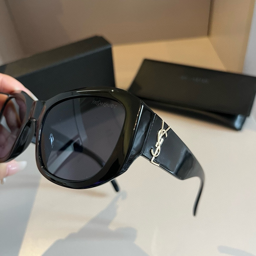 YSL-Black Metametal Logo with Nose Support Sunglasses