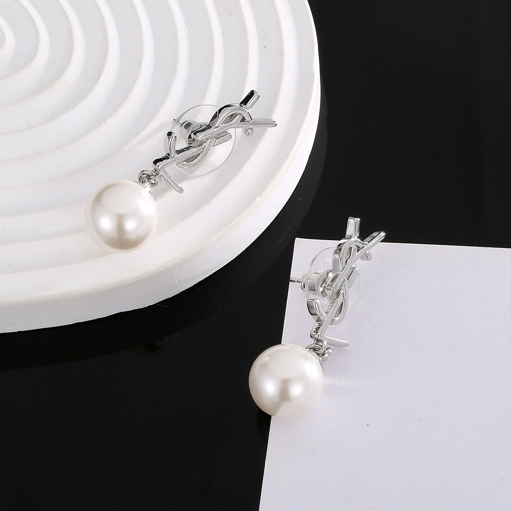YSL-Pearl letter earrings