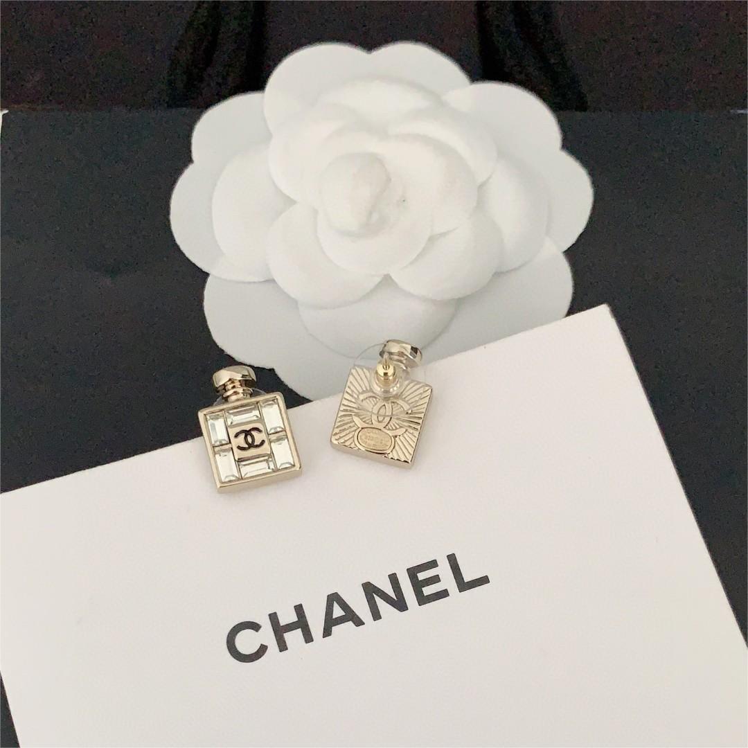Chanel-Square diamond perfume bottle earrings