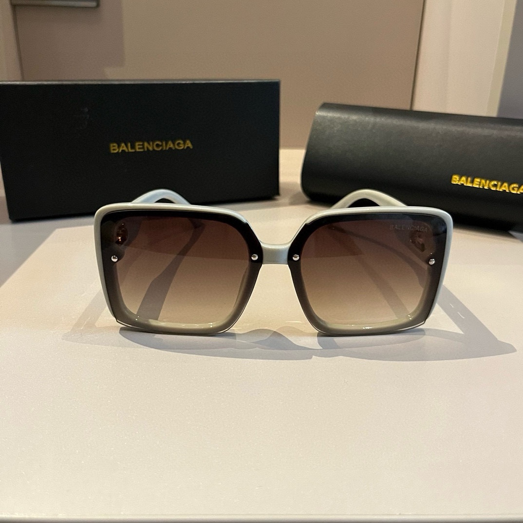 Balenciaga-Retro Flat Frame Leaf Shaped Celebrity Same Style Sunglasses