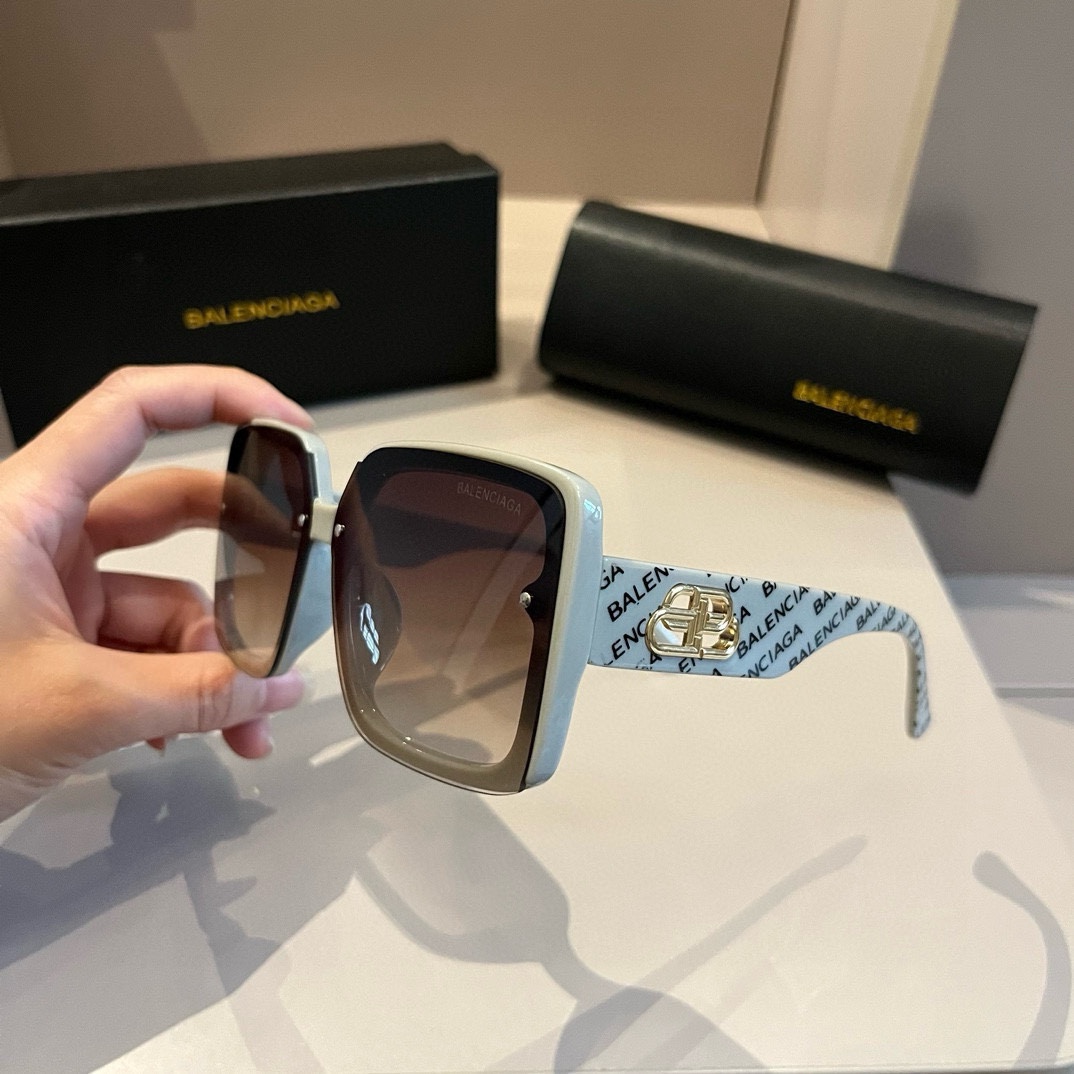 Balenciaga-Retro Flat Frame Leaf Shaped Celebrity Same Style Sunglasses