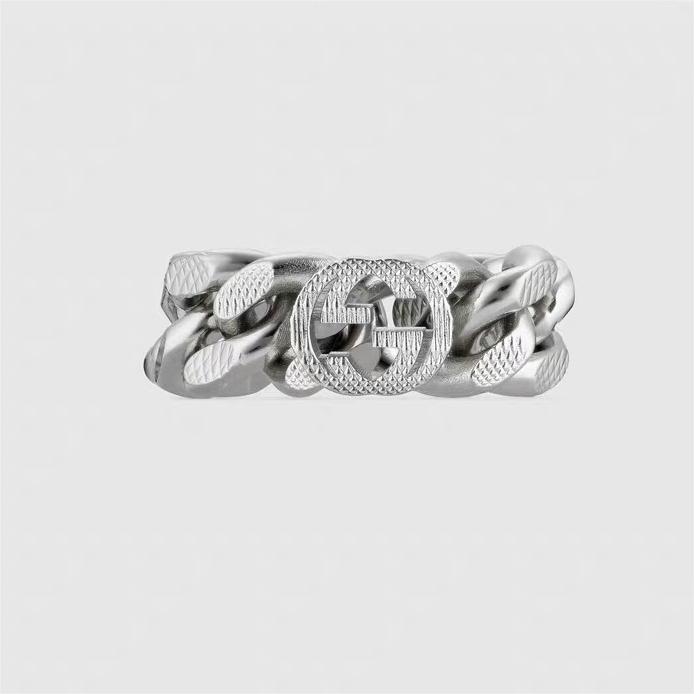 GUCCI-Interlocking Double G Horseneck Rope Ring