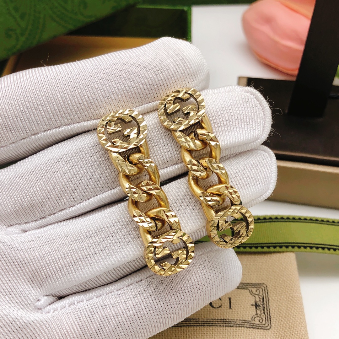 GUCCI-Chain carving tassel earrings