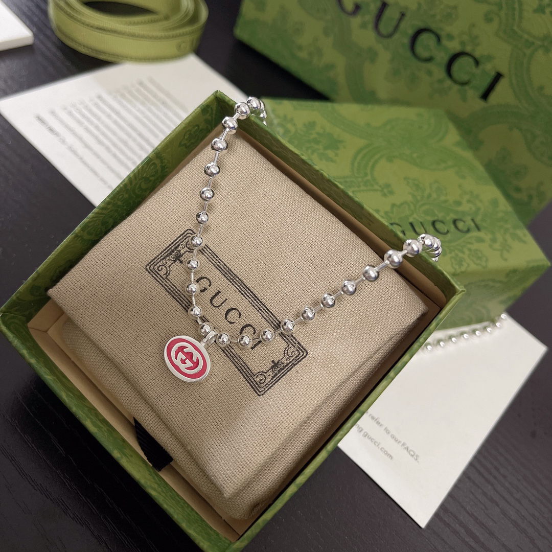 GUCCI-Interlocking bead chain necklace