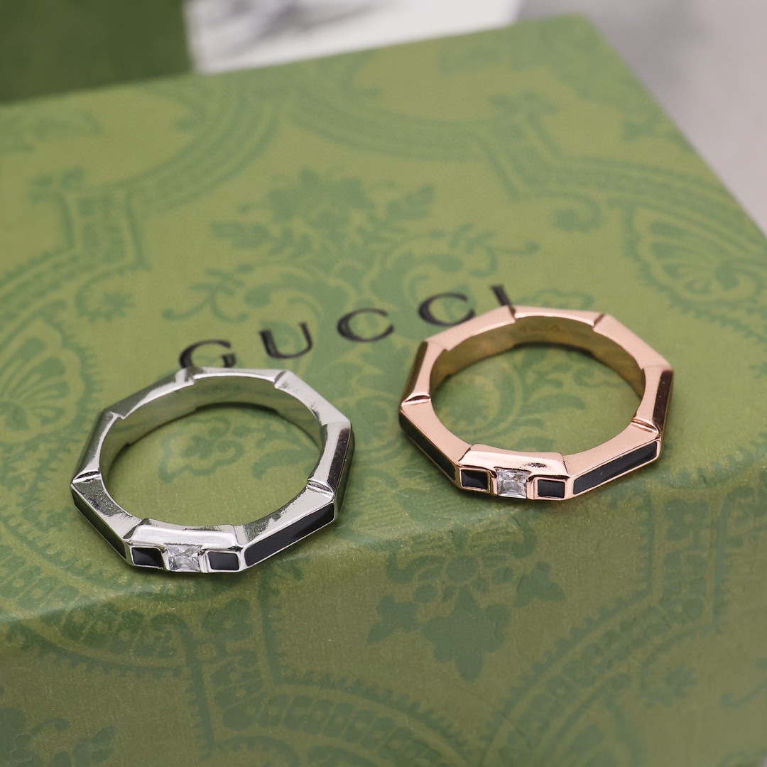 GUCCI-Link to Love series enamel diamond ring