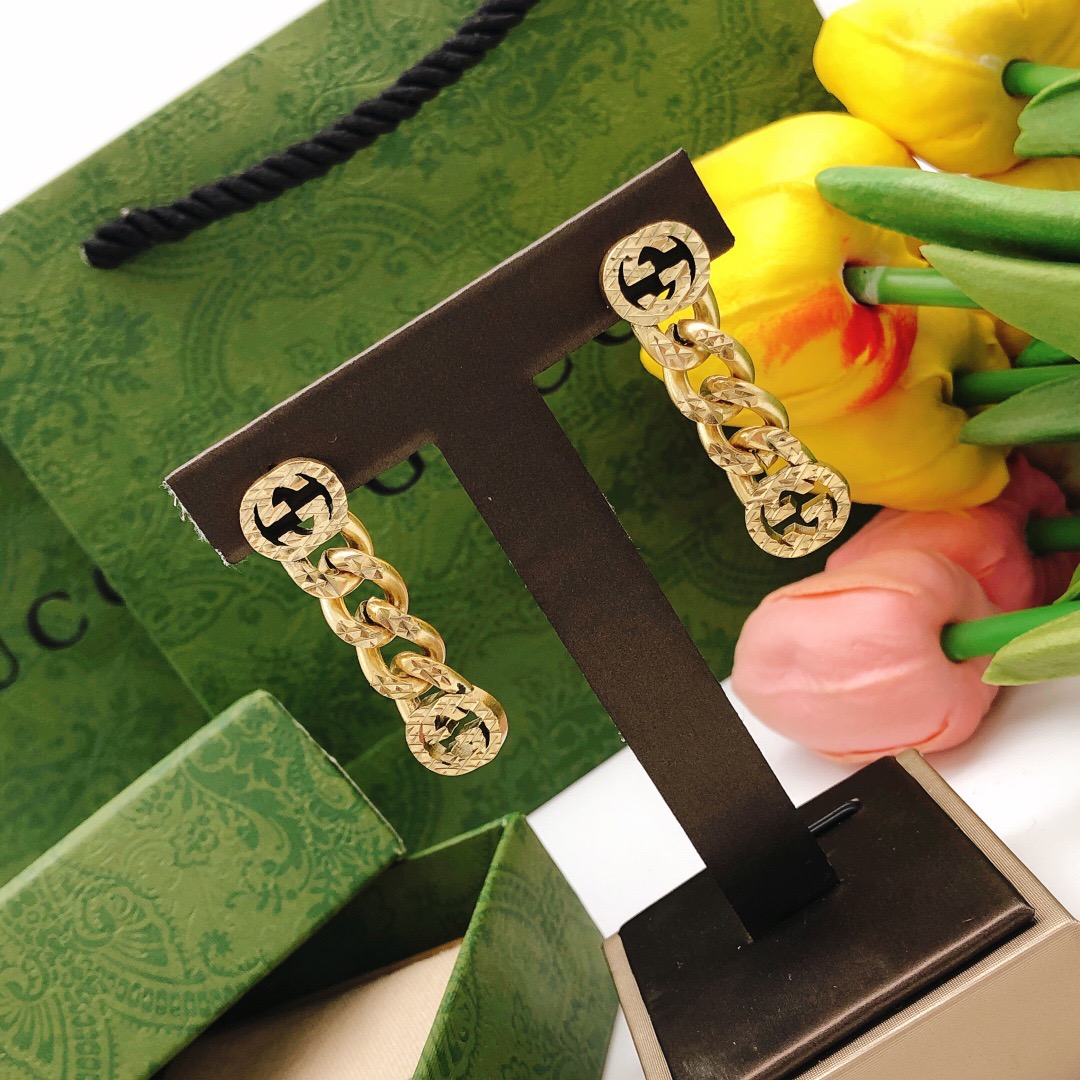 GUCCI-Chain carving tassel earrings