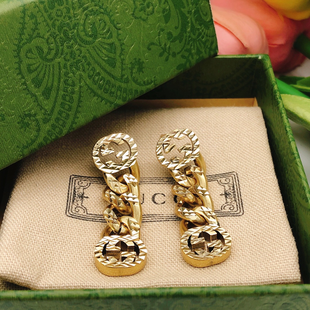 GUCCI-Chain carving tassel earrings