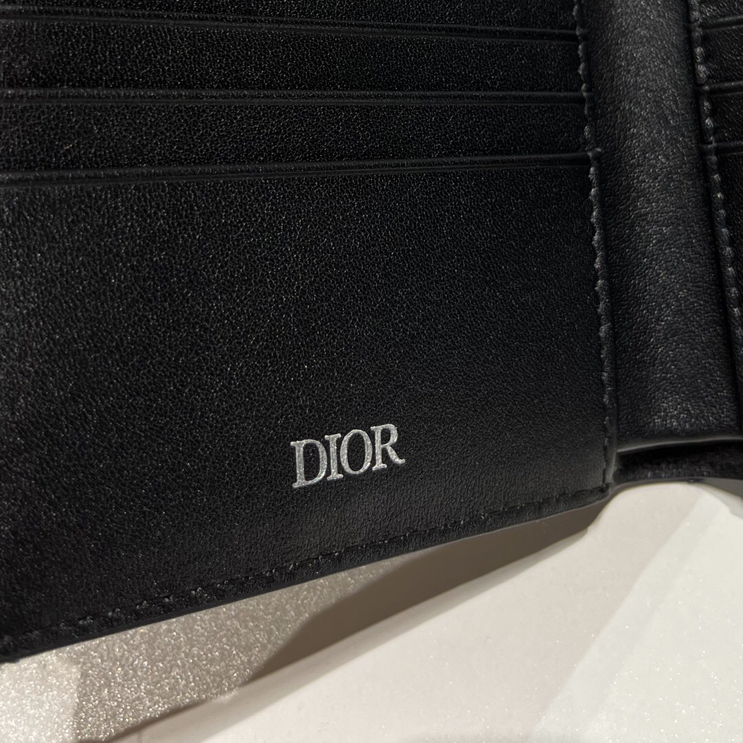 Dior-Blue jacquard fabric men's short wallet