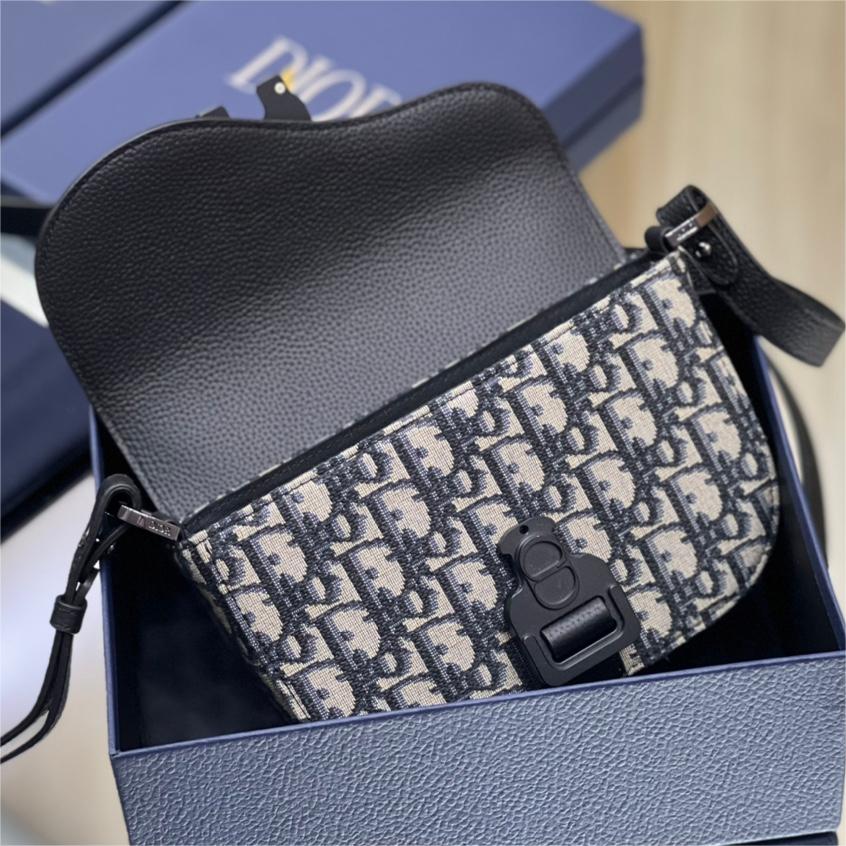 Dior-Black grain cowhide saddle bag