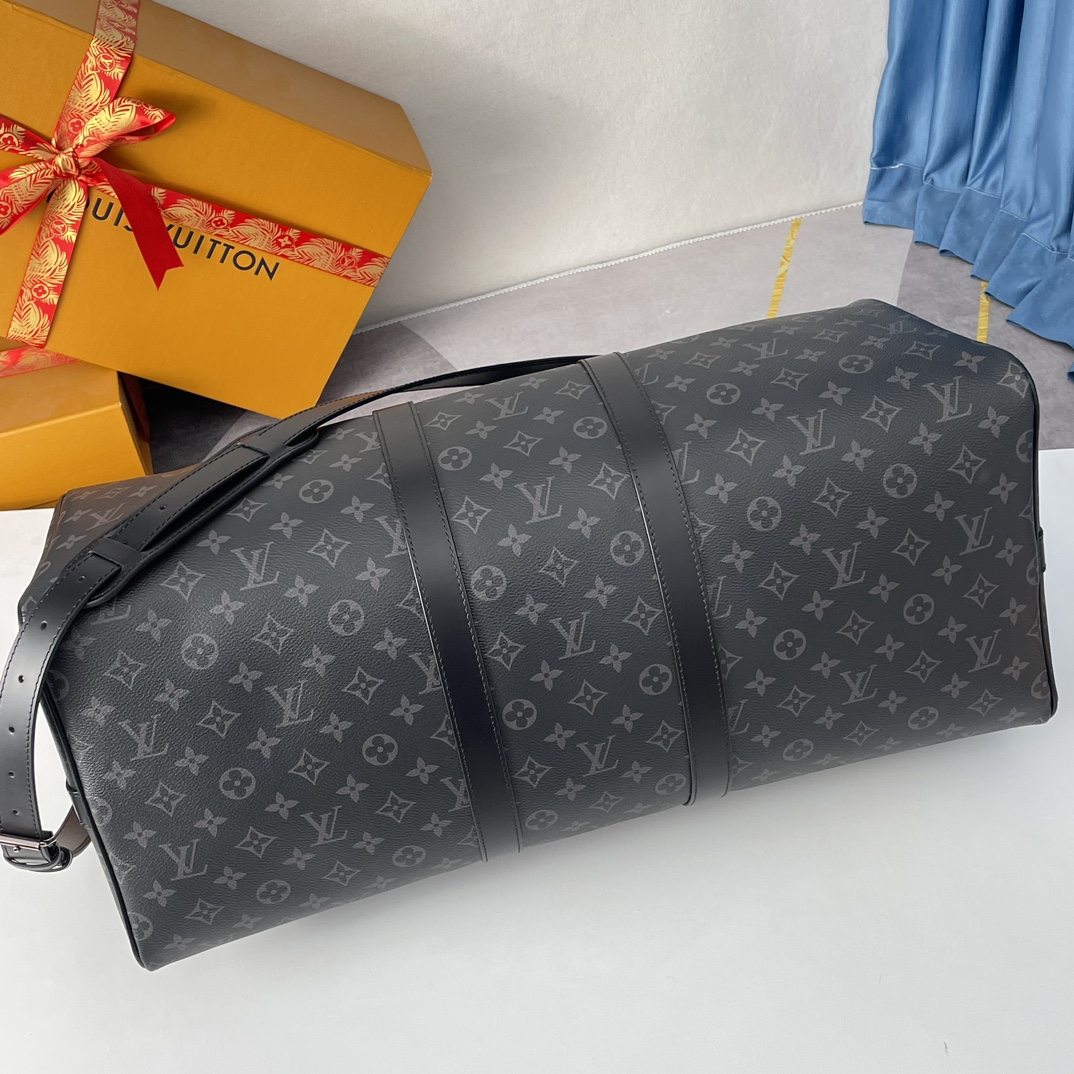 LV-Keepall 55 Travel Bag Black Flower M40605