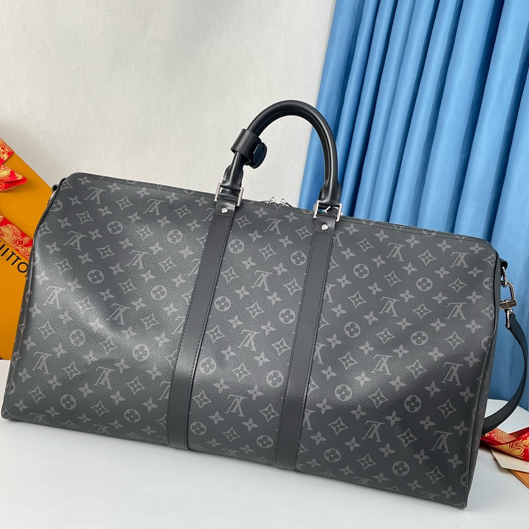LV-Keepall 55 Travel Bag Black Flower M40605