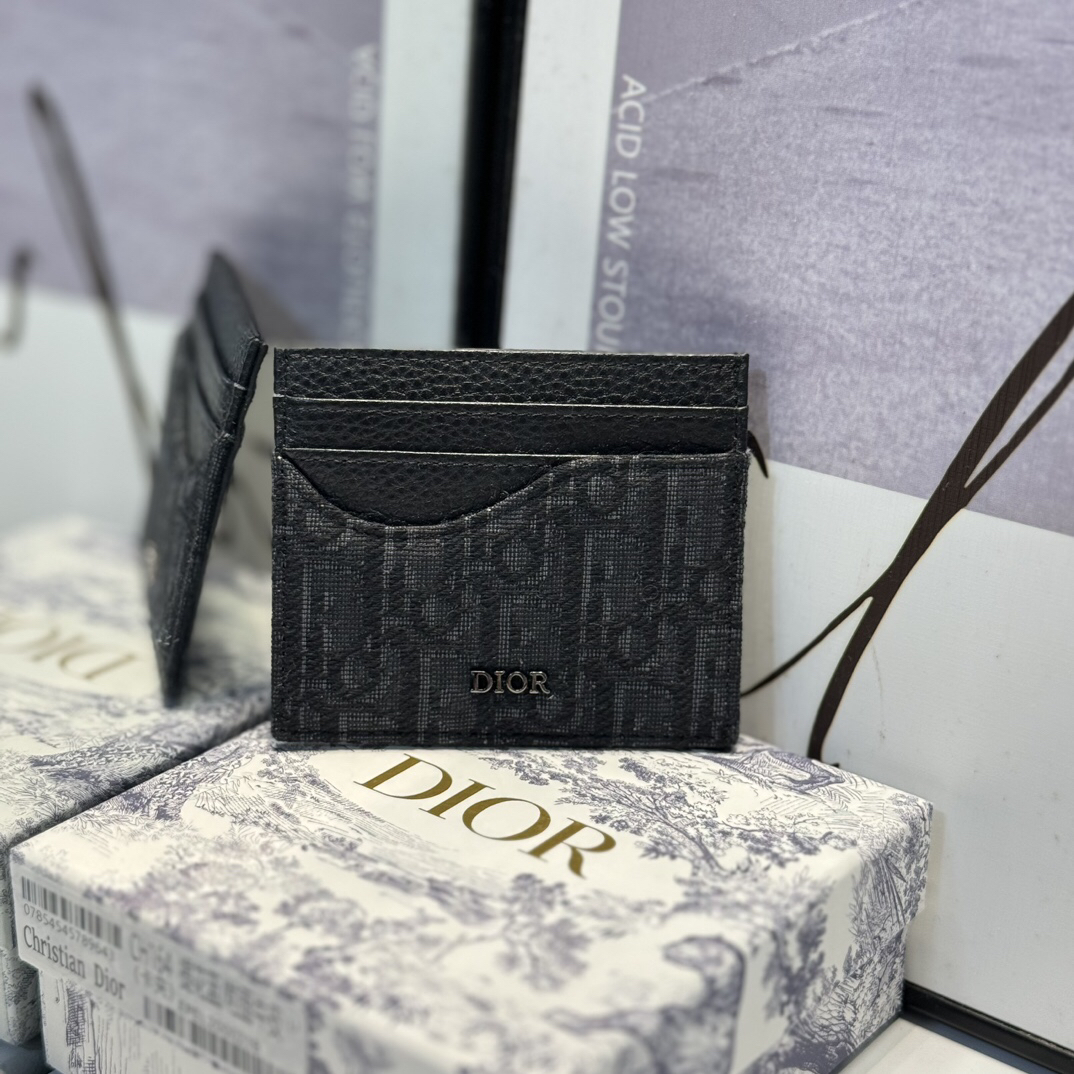 Dior-Black grain cowhide saddle clip