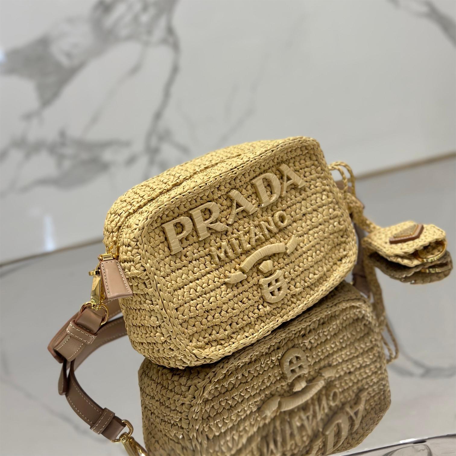 Prada-Straw Camera Bag