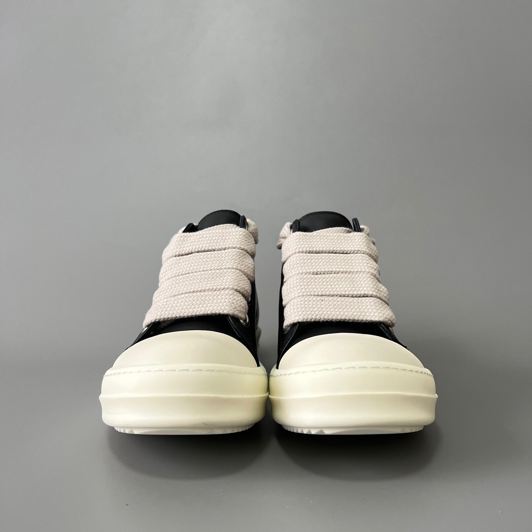 Rick Owens-Main line black low cut lace up leather surface
