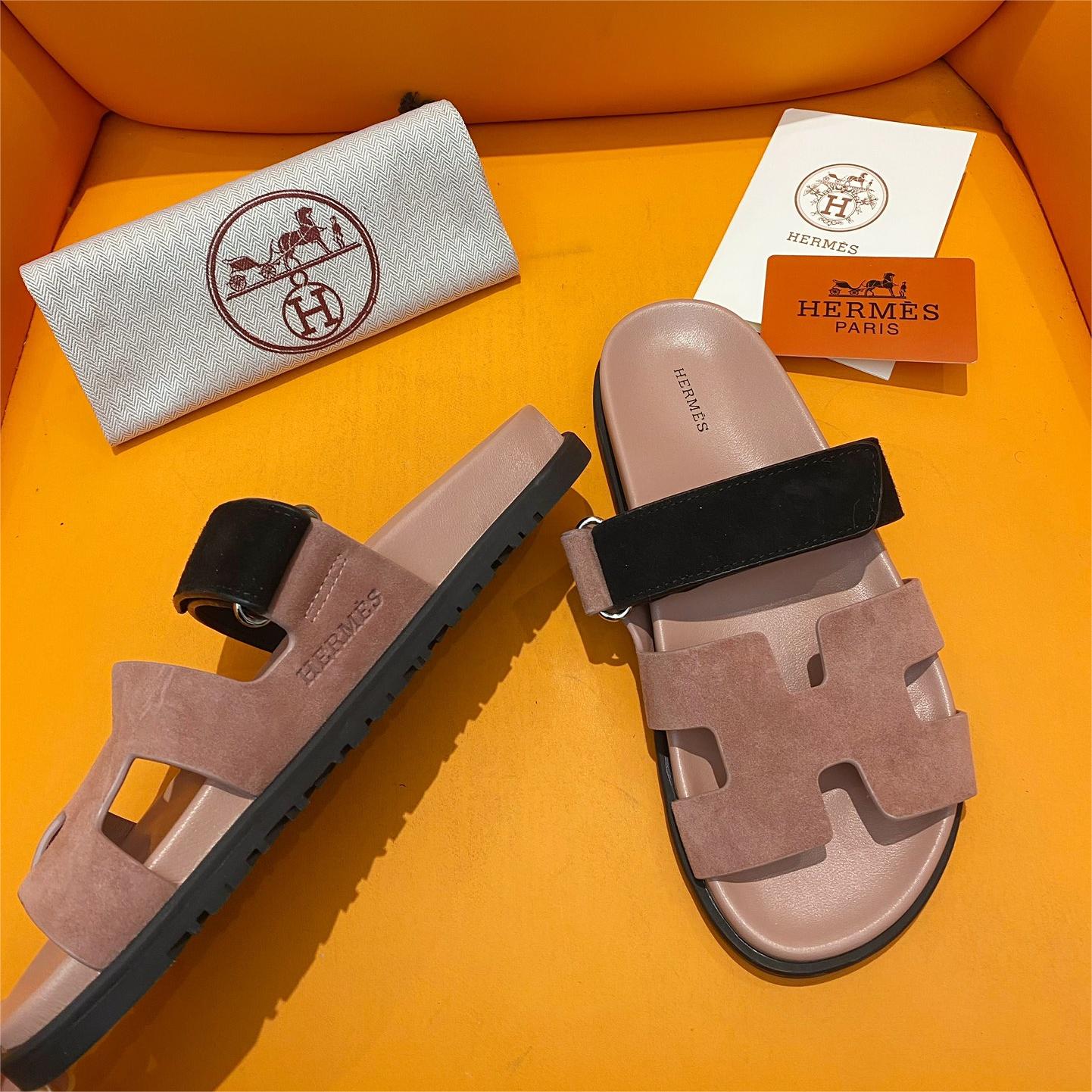 Hermers-H shaped Velcro Flat Sandals