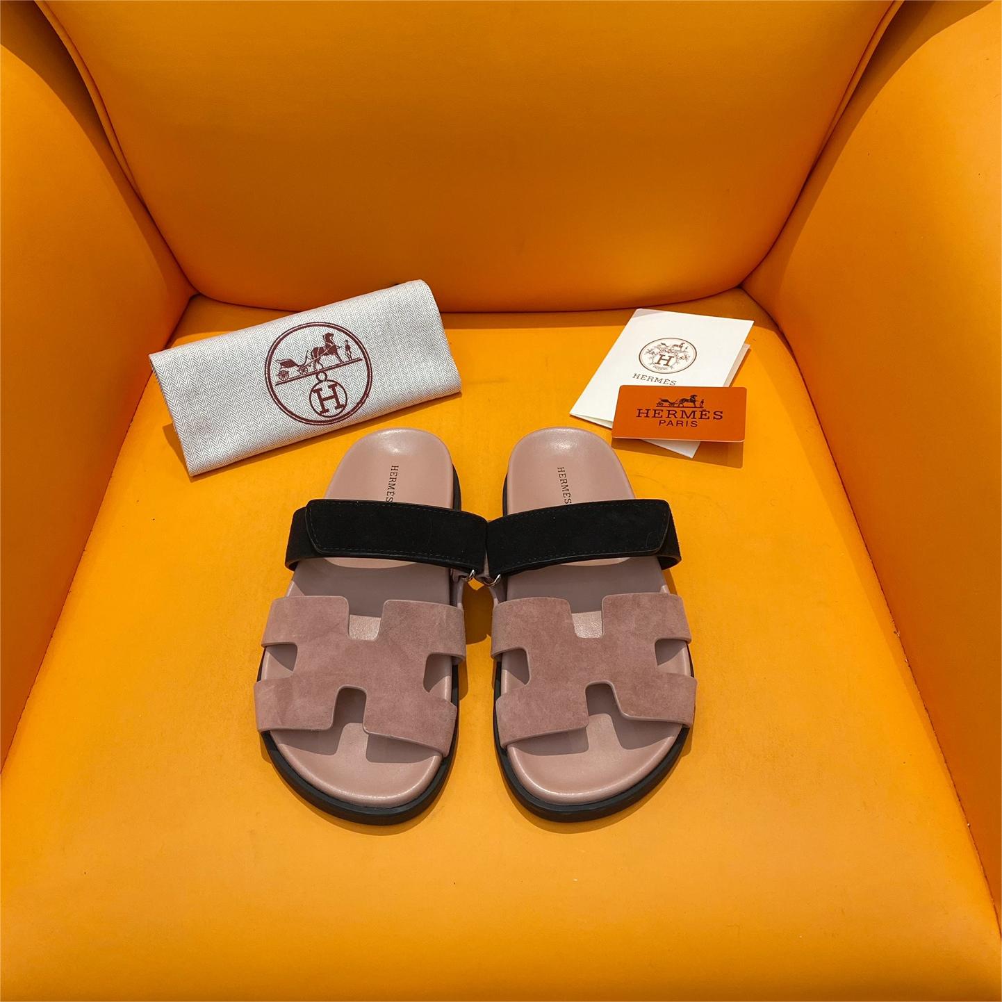 Hermers-H shaped Velcro Flat Sandals