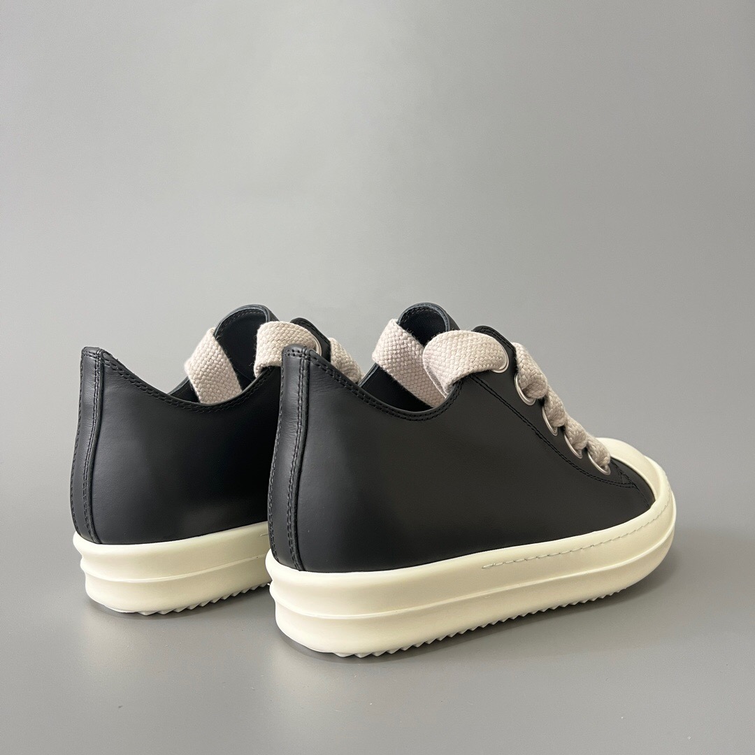 Rick Owens-Main line black low cut lace up leather surface