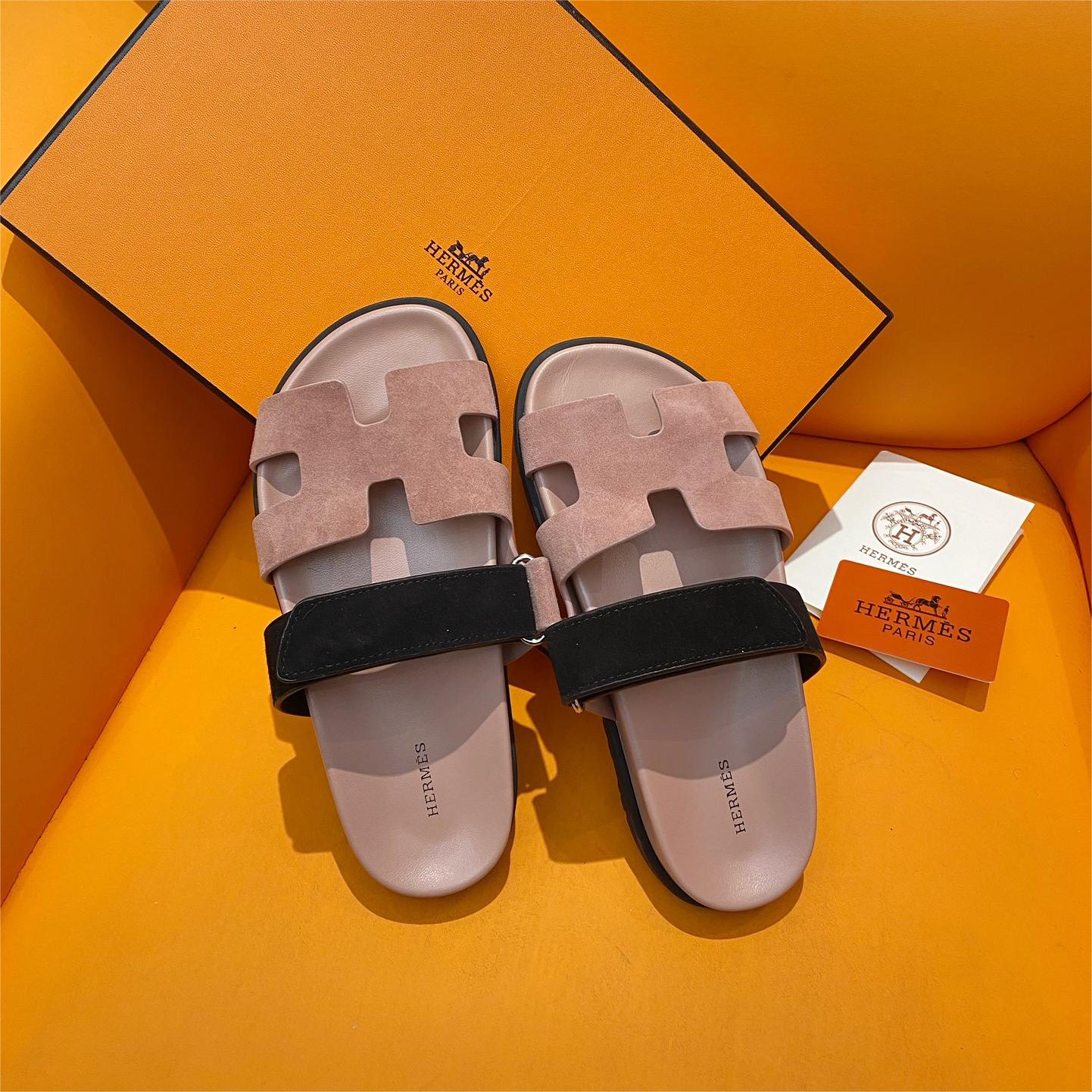 Hermers-H shaped Velcro Flat Sandals