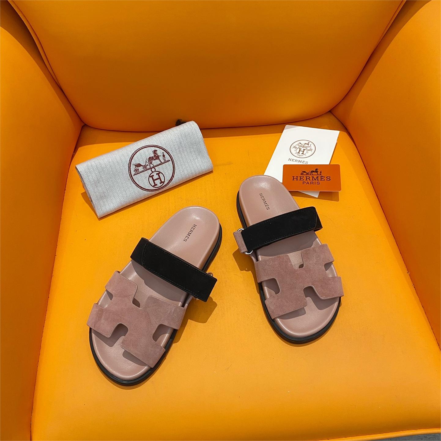 Hermers-H shaped Velcro Flat Sandals