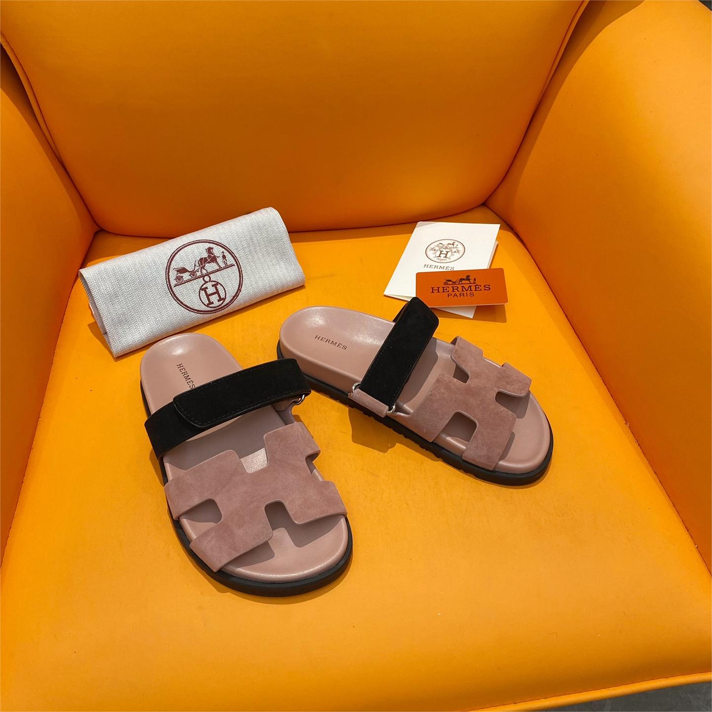 Hermers-H shaped Velcro Flat Sandals