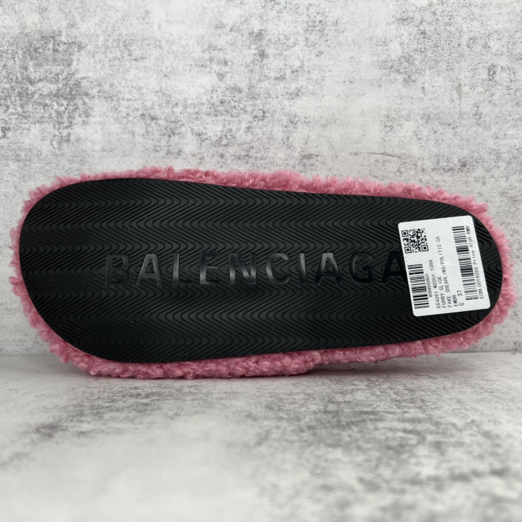 balenciaga-Lamb wool thick soled slippers