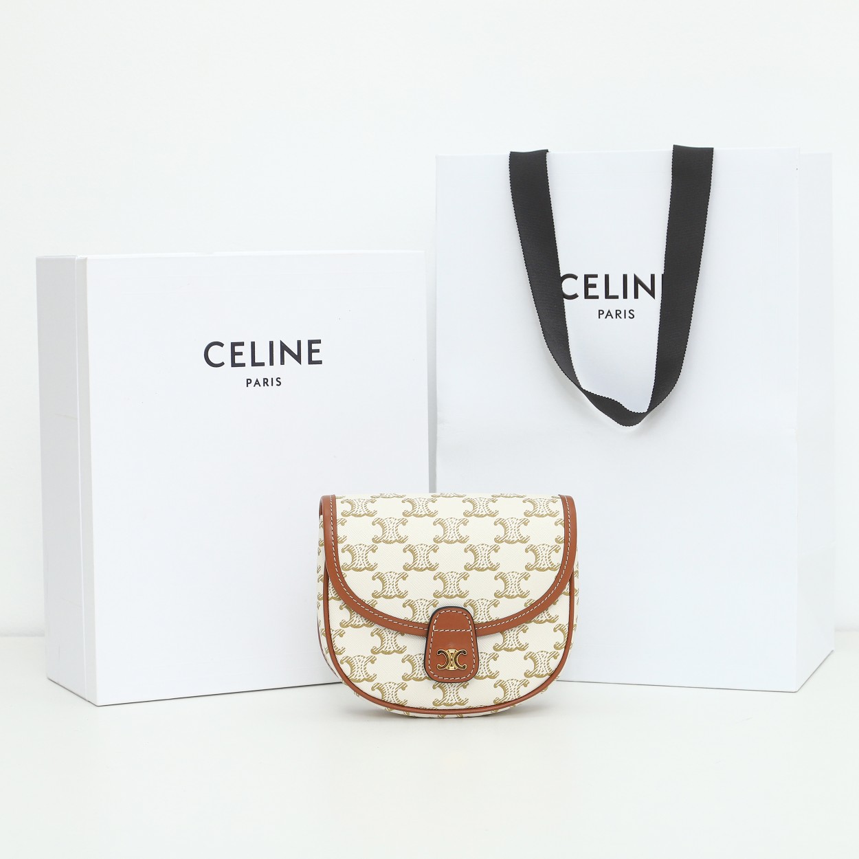 Celine-Vintage Old Flower Pony Saddle Bag