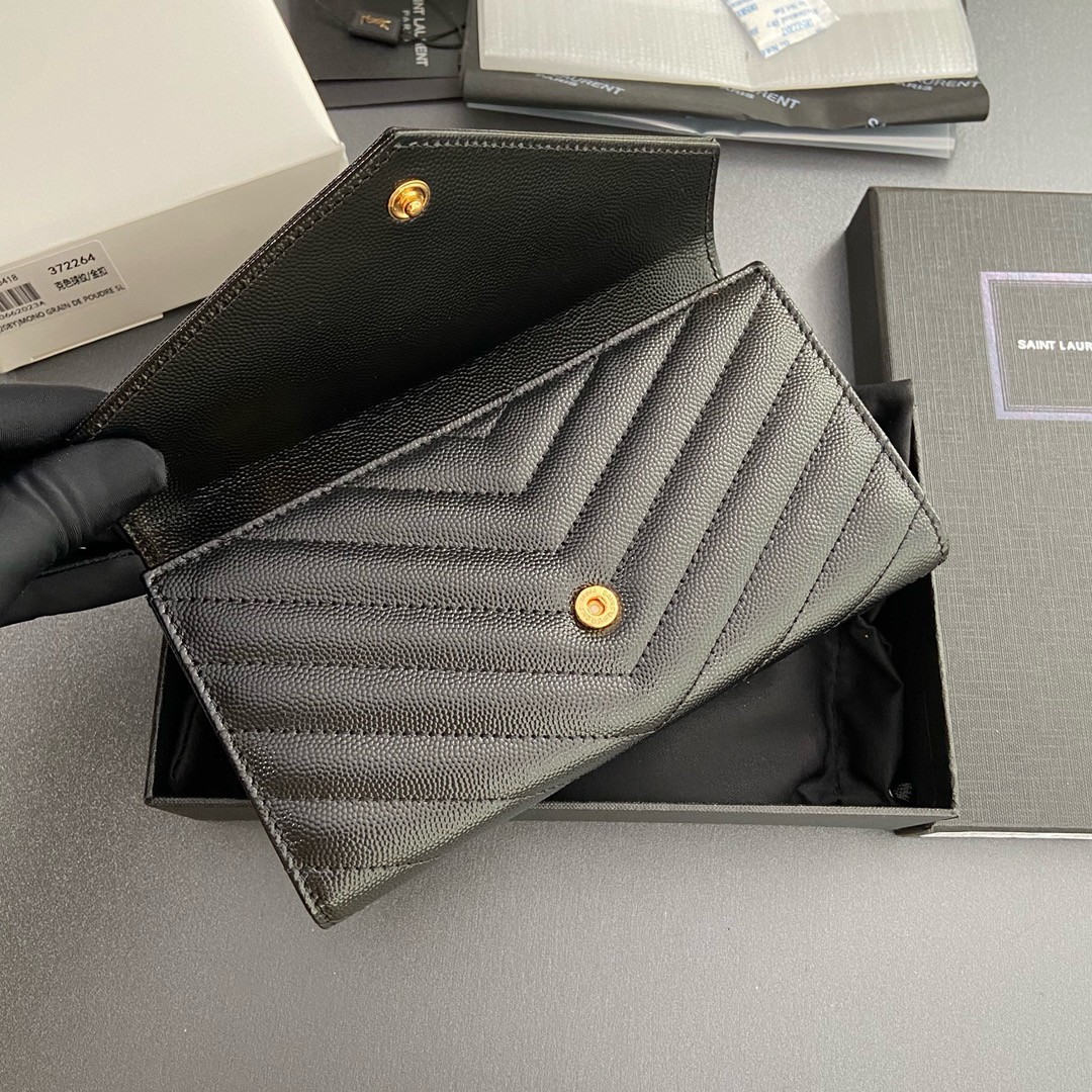 YSL-Matlasse flip top grain embossed leather wallet