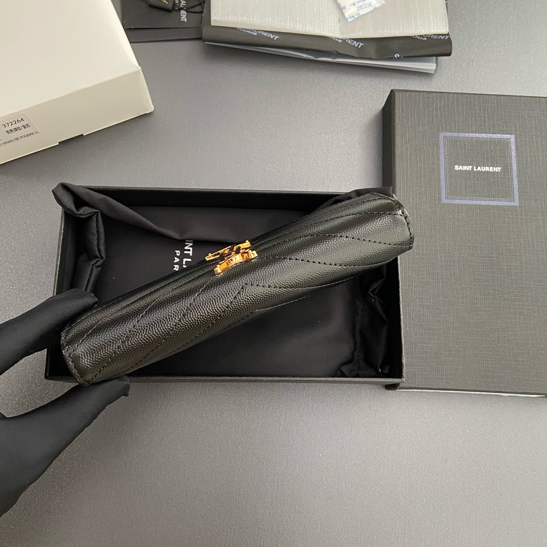 YSL-Matlasse flip top grain embossed leather wallet