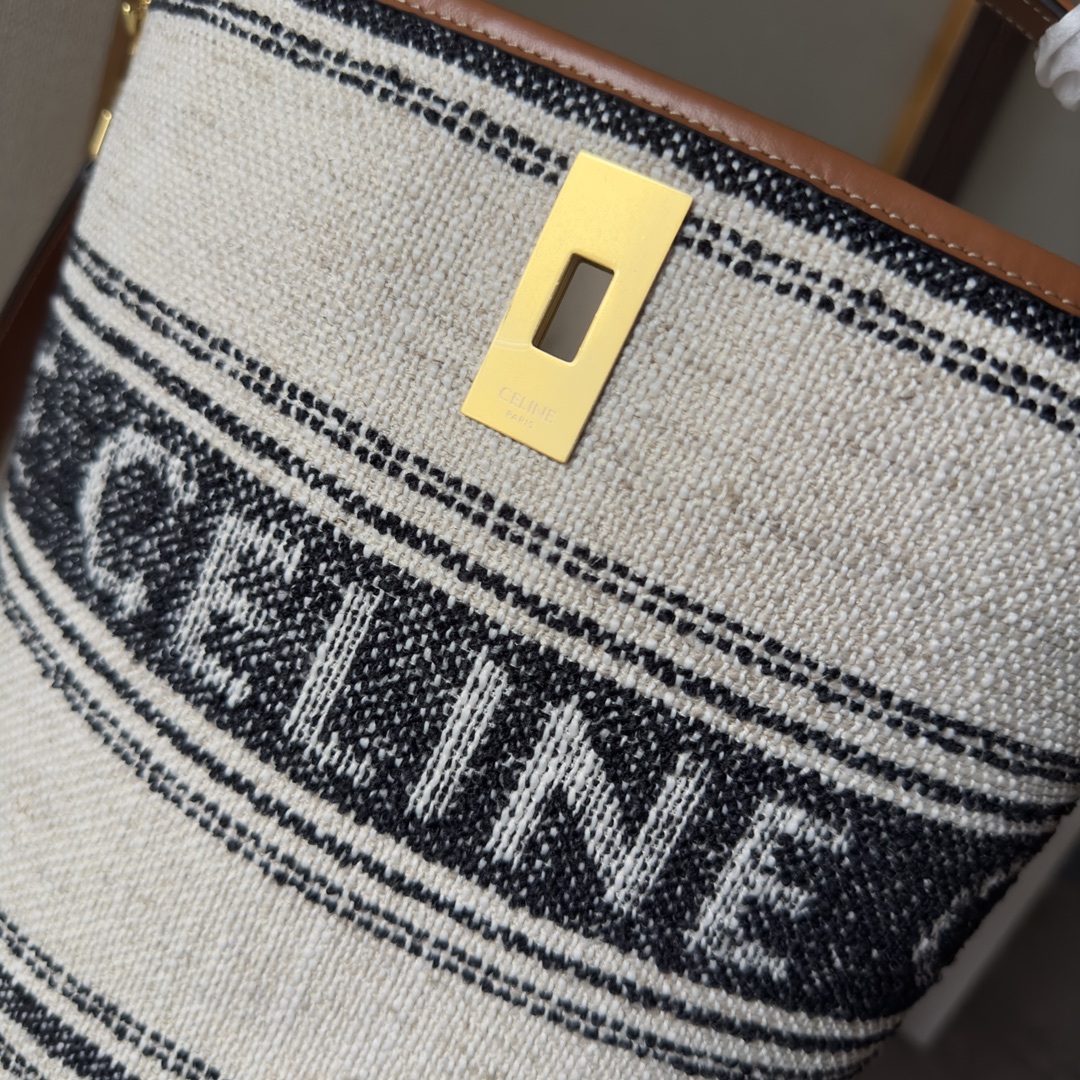 Celine-Bucket 16 fabric cowhide hand bucket