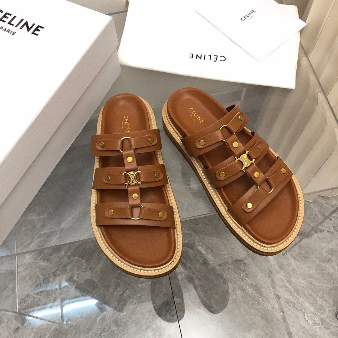 Celine-Material Material Logo Slippers