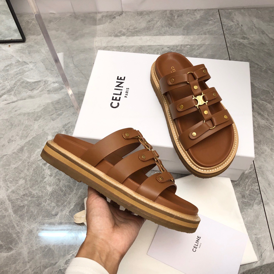 Celine-Material Material Logo Slippers