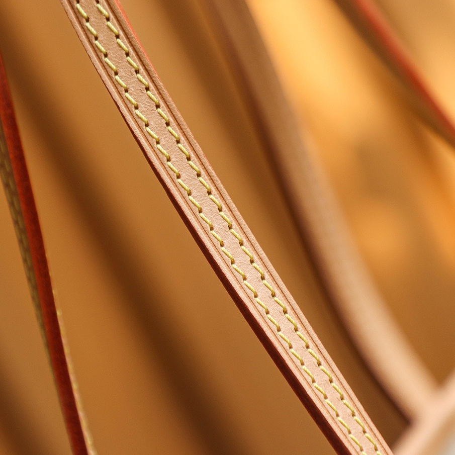 LV-Checkered Canvas and Cowhide Shopping Bag Shoulder Handbag