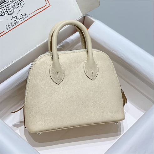 Hermes-Mini Bowling Milk Shake Silver Buckle Compact and Lightweight bag