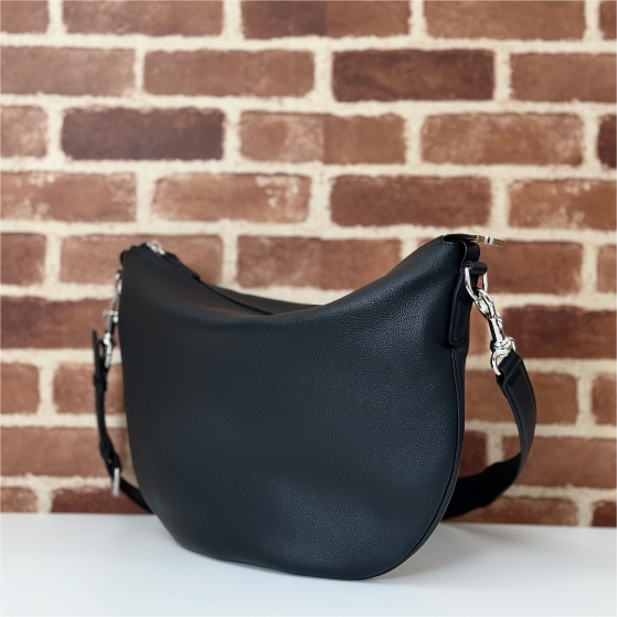 GUCCI-Single Shoulder Crossbody Black Grain High-Quality Soft Leather bag